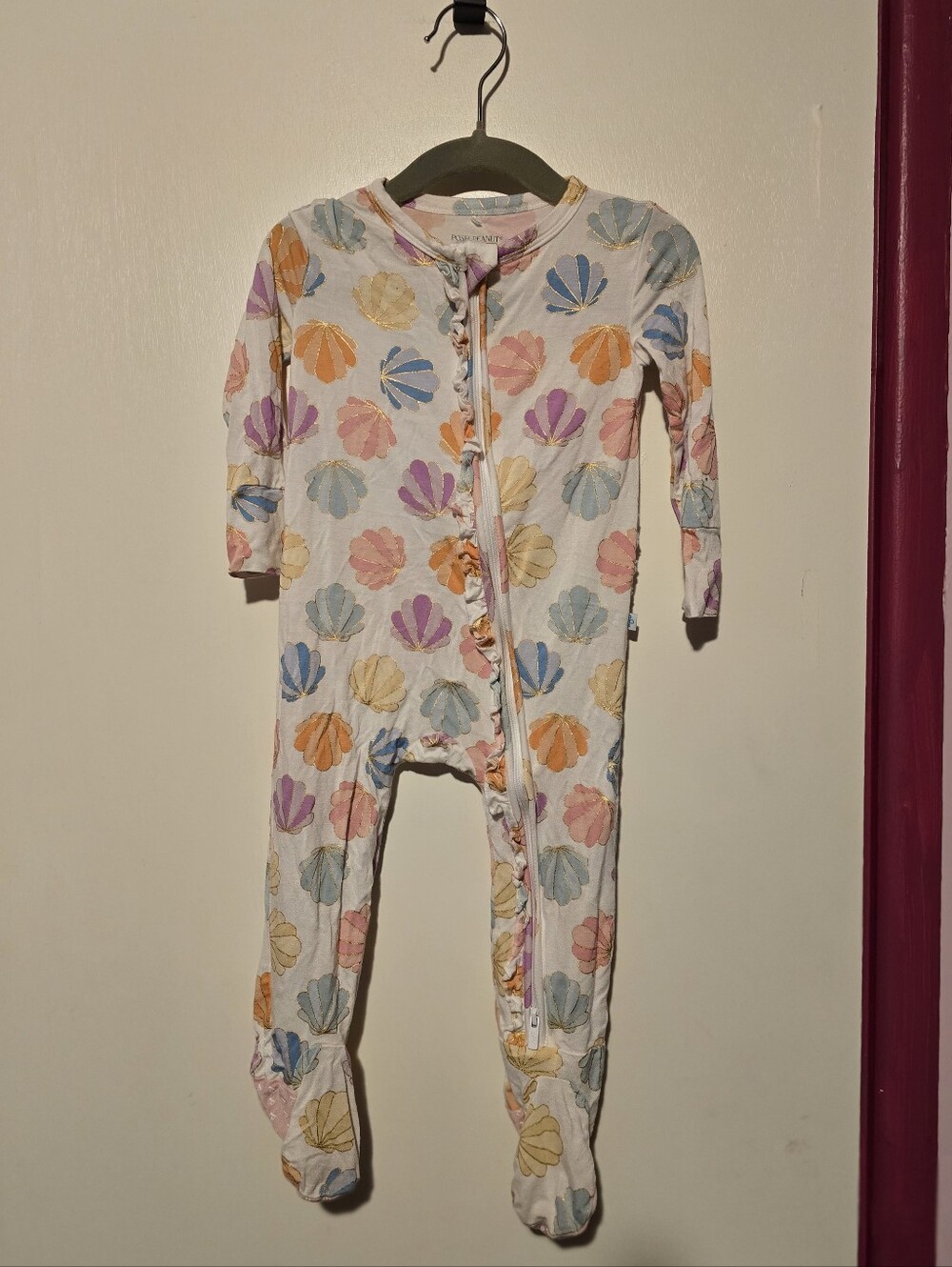 Posh Peanut Pastel Shell Print Zip Footed One-Piece